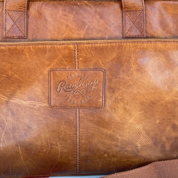 Unisex Rawlings Adjustable Brown Baseball Glove Leather Messenger Bag - Picture 9 of 16